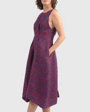Load image into Gallery viewer, Free Sleeve Dress in Red Blue Storm