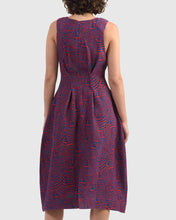 Load image into Gallery viewer, Free Sleeve Dress in Red Blue Storm