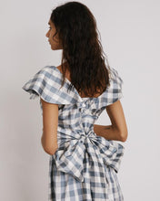 Load image into Gallery viewer, Long Bow Dress in Grey and White Check