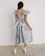 Load image into Gallery viewer, Long Bow Dress in Grey and White Check