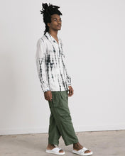 Load image into Gallery viewer, Oriental Tie Dye Open Collar Shirt in White Pattern