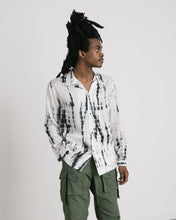 Load image into Gallery viewer, Oriental Tie Dye Open Collar Shirt in White Pattern
