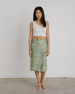 Blair Skirt in Beach Print Khaki