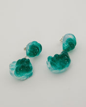Load image into Gallery viewer, Glass Rope Earrings in Emerald/Opal
