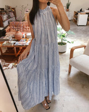 Load image into Gallery viewer, Nissi Tiers Dress in Adriatic Mini Stripe
